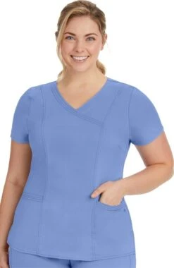 Women's Jordan Mock Wrap Solid Scrub Top