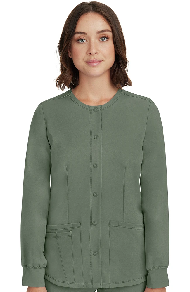 Women's Megan Button Front Solid Scrub Jacket 3 Women's Megan Button Front Solid Scrub Jacket