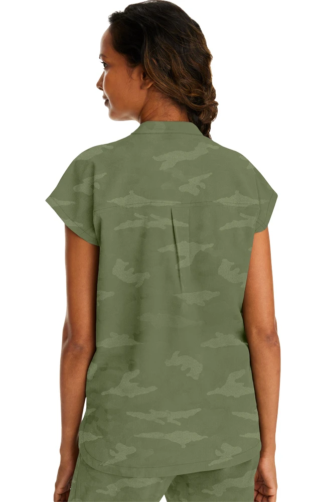 Women's Journey Mandarin Collar Camo Scrub Top 4 Women's Journey Mandarin Collar Camo Scrub Top - Image 2