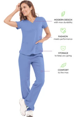 Women's Jane Y-Neck Solid Scrub Top -1 3 hh 2167 650
