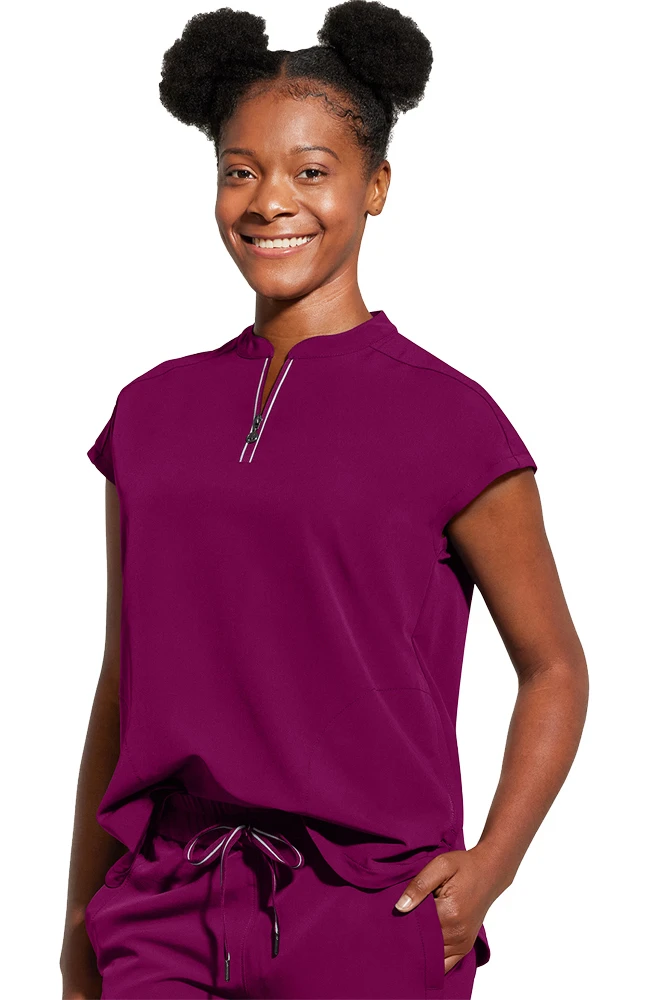 Women's Sandy Zip Mandarin Collar Scrub Top 5 Women's Sandy Zip Mandarin Collar Scrub Top - Image 3
