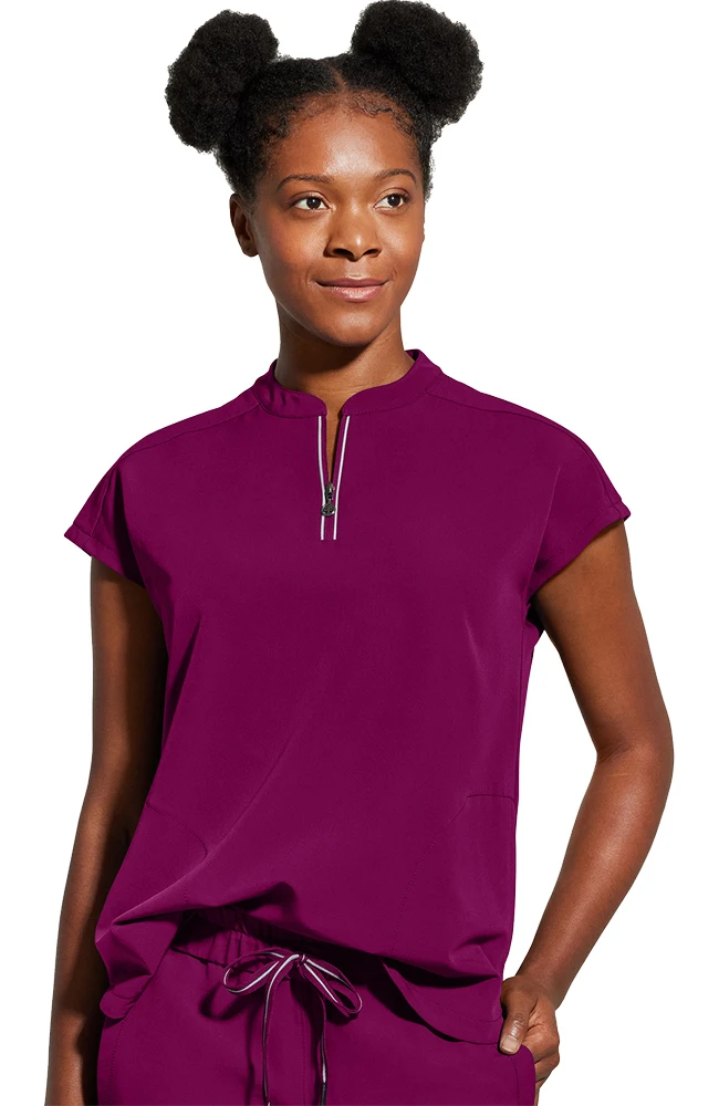 Women's Sandy Zip Mandarin Collar Scrub Top 6 Women's Sandy Zip Mandarin Collar Scrub Top - Image 4