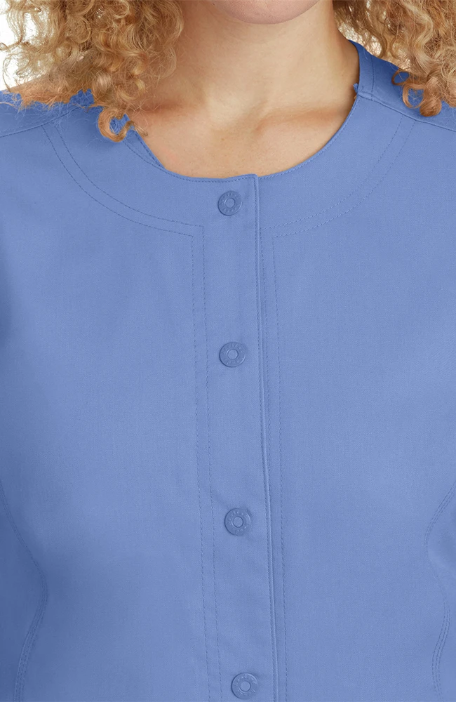 Women's Daisy Snap Warm-Up Solid Scrub Jacket 6 Women's Daisy Snap Warm-Up Solid Scrub Jacket - Image 4