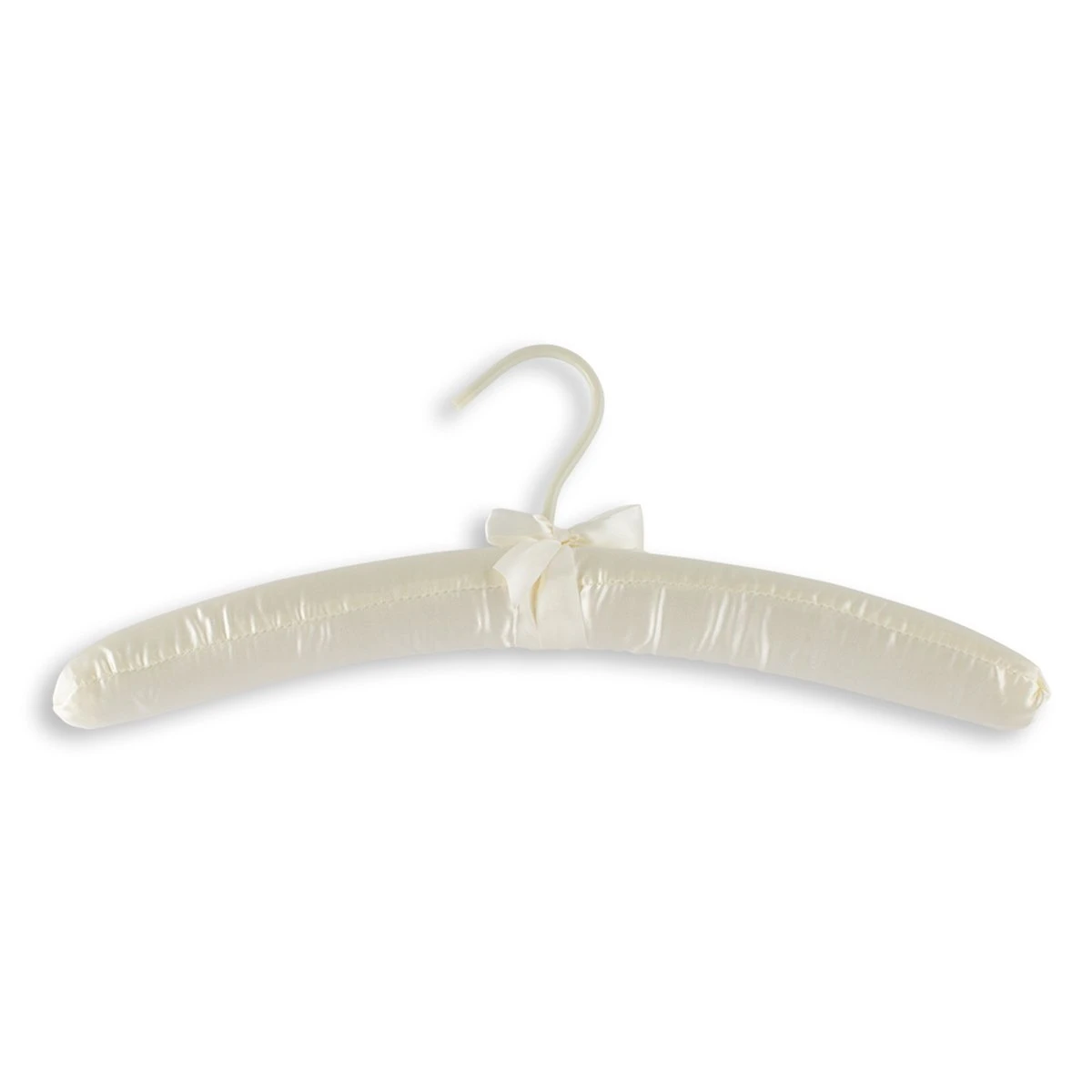 Satin Covered Hangers - 15 1/2" Length/ 4" Neck - 6/Box - Ivory 3 Satin Covered Hangers - 15 1/2" Length/ 4" Neck - 6/Box - Ivory