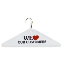 Commercial Grade Metal Cape Hangers - "We Love Our Customers" - 16" Length/ 13 Gauge - 500/Box - Gold